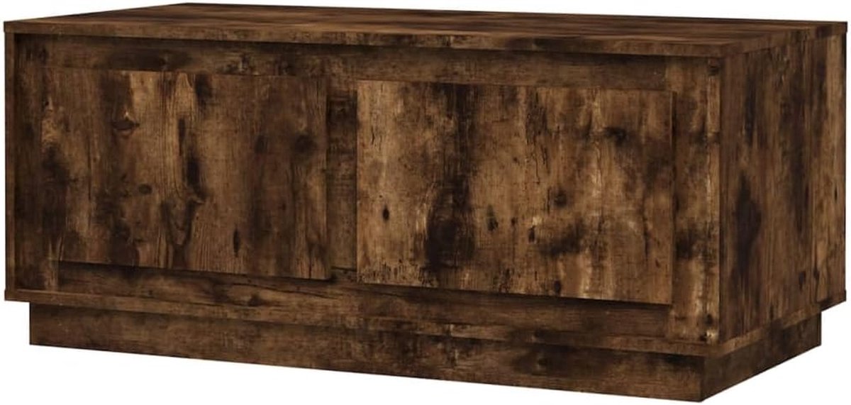 Salontafel Hout - Koffietafel - Woonkamer Inrichten - Twee Opbergvakken - 102x50x44cm - Gerookt Eiken