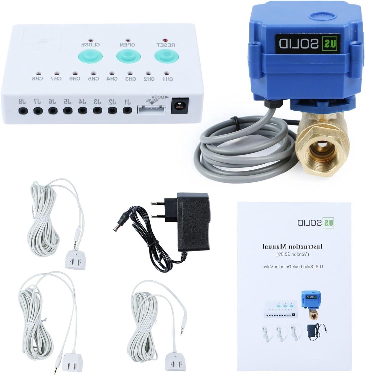 Waterlek Detector - Water Alarm - Huis Beveiligen - Automatische Klep - 3 Sensoren - Messing