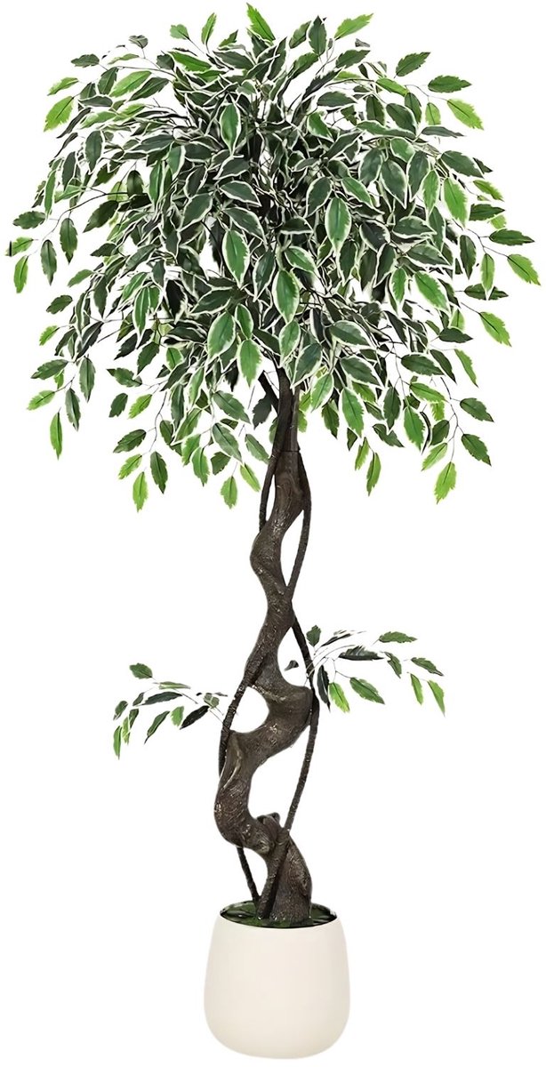 Kunstmatige Ficusboom - Realistisch met Luxe Keramische Pot - voor woonkamer en kantoor - 120 cm Groen Kunstzijde - 150 cm