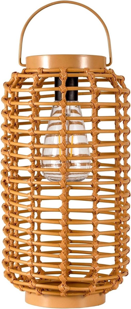 Zonne-lantaarn - Buitenlamp - Sfeerverlichting tuin - Automatisch aan bij schemer - 30 cm hoog - Beige