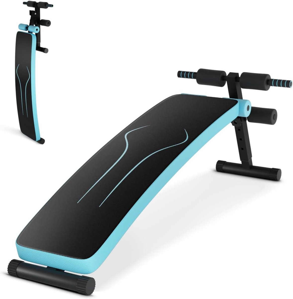 Opvouwbare Trainingsbank - Fitness Bank - Thuis Trainen - 4 Verstelbare Hoogtes - 132 cm Lengte - Blauw