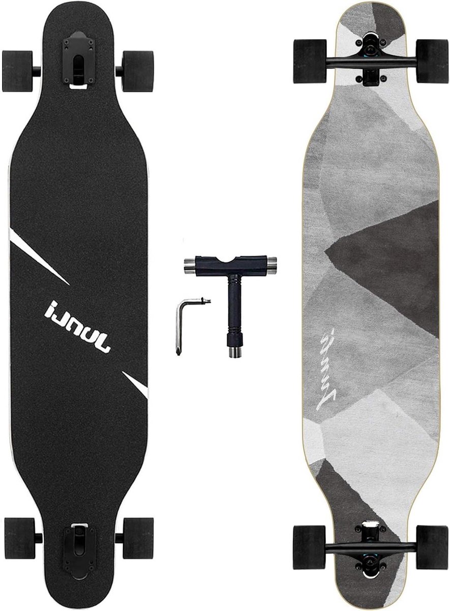 Longboard Skateboard Cruiser Board Vrij Rijden 8-Laags Esdoorn Dek 41 Inch Grijze Zone