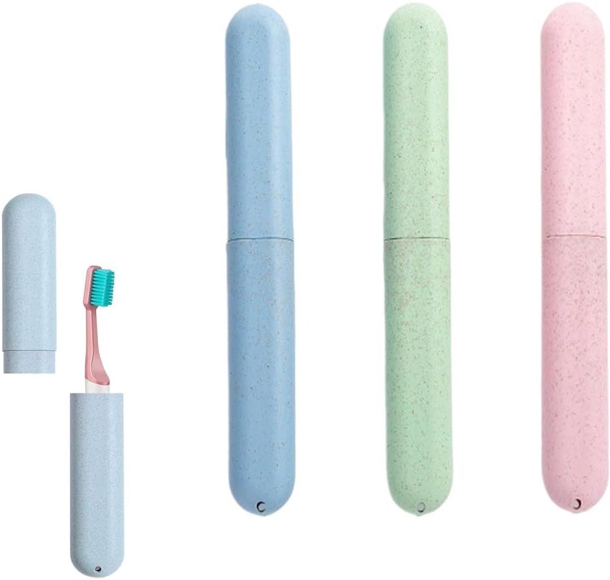 Reis Tandenborstel Hoesjes - Tandenborstel Houder - Hygiënisch Reizen - Ventilatie Gaten - 3 Stuks - Groen Blauw Roze