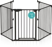 ADSafety 5 Panelen Schroefhekje - Tot 340 CM - Veiligheidshekje - Multifunctioneel Kinderhekje - Kamer Verdeler - Hondenhek - Zwart
