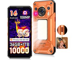 Robuuste smartphone - OUKITEL WP500 Ultra - 6,78'' FHD+ scherm - 32GB RAM - 1TB ROM - 10000 mAh 45W - 5G Dual SIM - warmtebeeldcamera - NFC GPS 2026 nieuw - Oranje