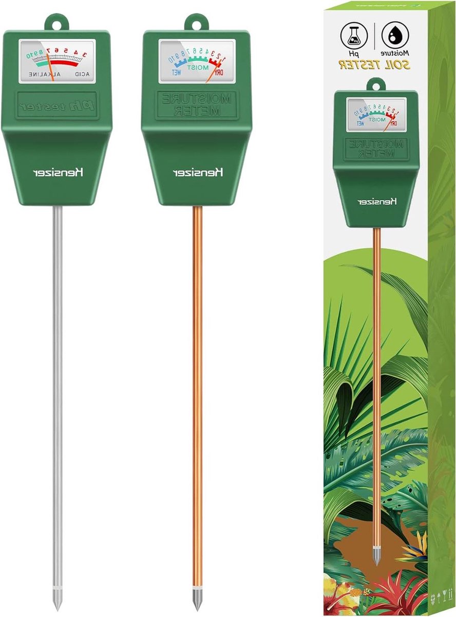 Bodemtester Vocht pH - Tuingereedschap Plantenmeter - Planten Verzorgen - Geen Batterij Nodig - 28.5 cm - Groen