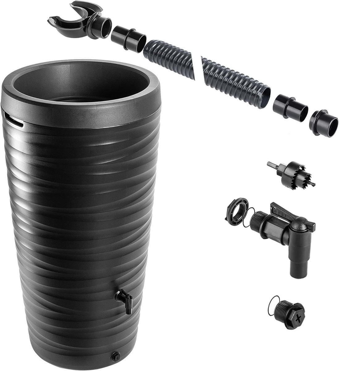 Regenton met plantenbak - Regenwater opslag - Tuin bewateren - Vorstbestendig kunststof - 240 liter - Antraciet