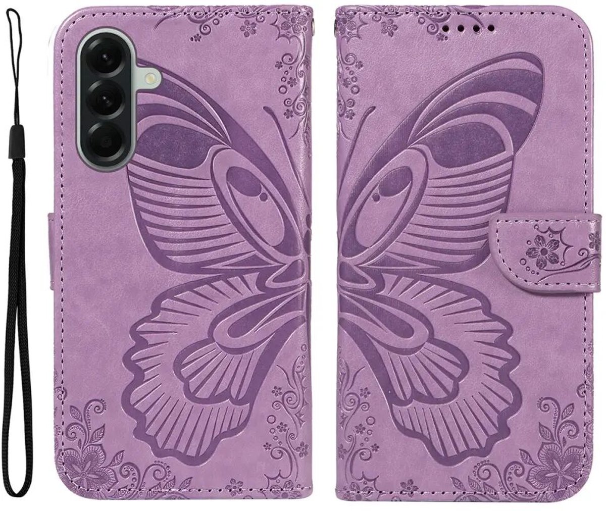 Hoesje Geschikt voor Samsung Galaxy A57 | Wallet Vlinder Book Case Kunstleer | Portemonnee | Standaard | Paars