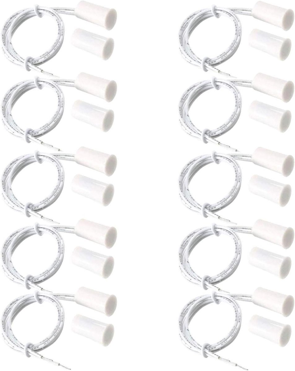 Magnetische Schakelaars - Reed Contact - Huisbeveiliging - Normaal Gesloten - 20 Stuks - Wit