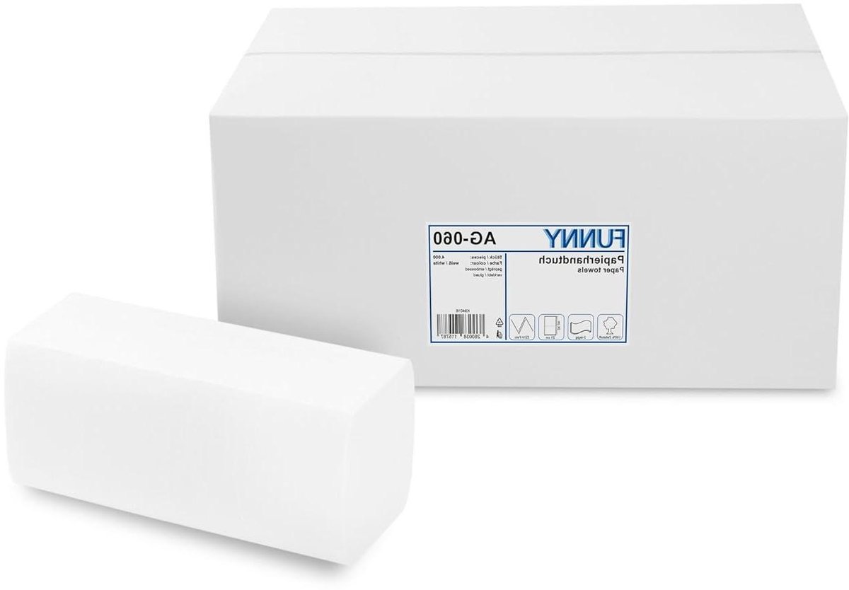 Papieren handdoeken - Cellulose doekjes - Hygiënisch werken - ZZ/V-vouw - 4000 stuks - Wit