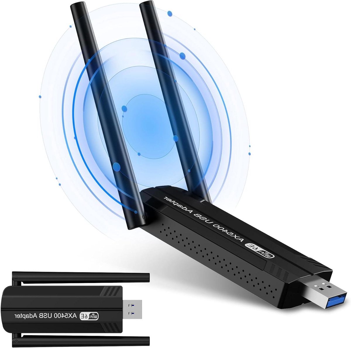 WiFi 6E Adapter - Draadloze Netwerkkaart - Snelle Internetverbinding - Tri-Band 5400Mbps - USB 3.0 - Zwart