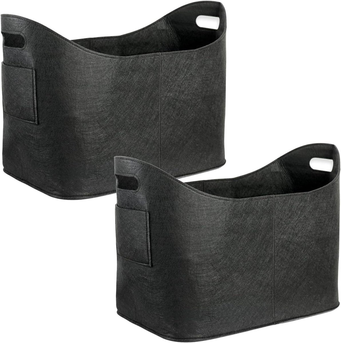 Houttas Vilt - Openhaardmand - Haardhout Opslag - Stevige Viltkwaliteit - 53x40x30 cm - Zwart