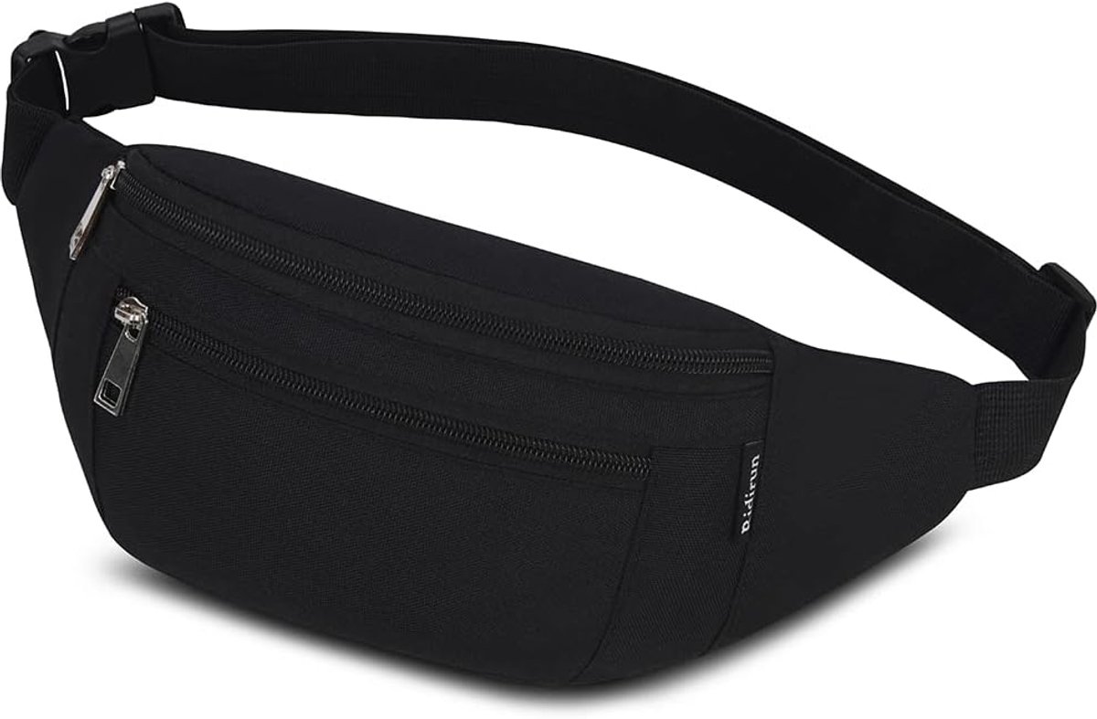 SnelShoppen - Bumbags Heuptas voor Mannen en Vrouwen, Verstelbare Heuptas voor Sport, Hardlopen, Wandelen, Joggen, Reizen, Fietsen, Zwart, One Size, M