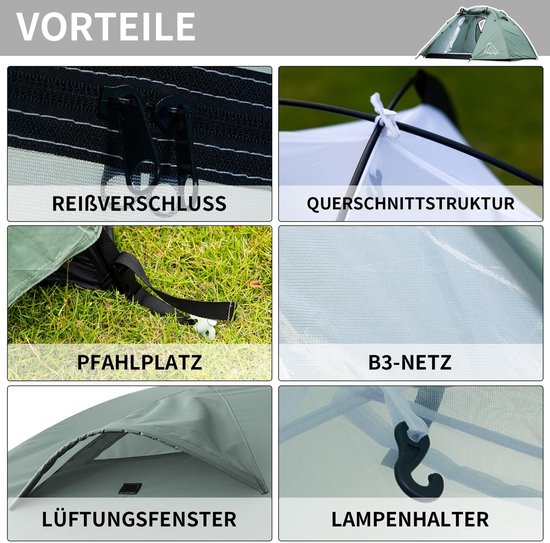 Inovra- Campingtent voor 2 Personen - Lichtgewicht 2,5 kg - Waterdicht PU3000 mm - Dubbellaags Ontwerp - Eenvoudige Installatie - Duurzaam Polyester - Tweepersoonstent van Inovra — afbeelding 2