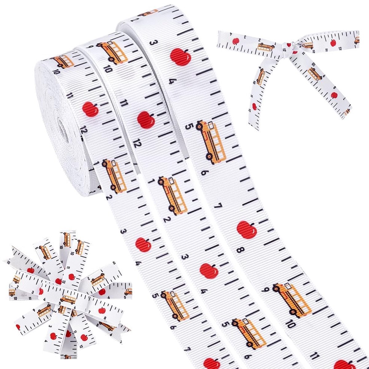 Inovra - 3 Rollen Ripslint met Teache Buspatroon voor Knutselen en Cadeaupapier