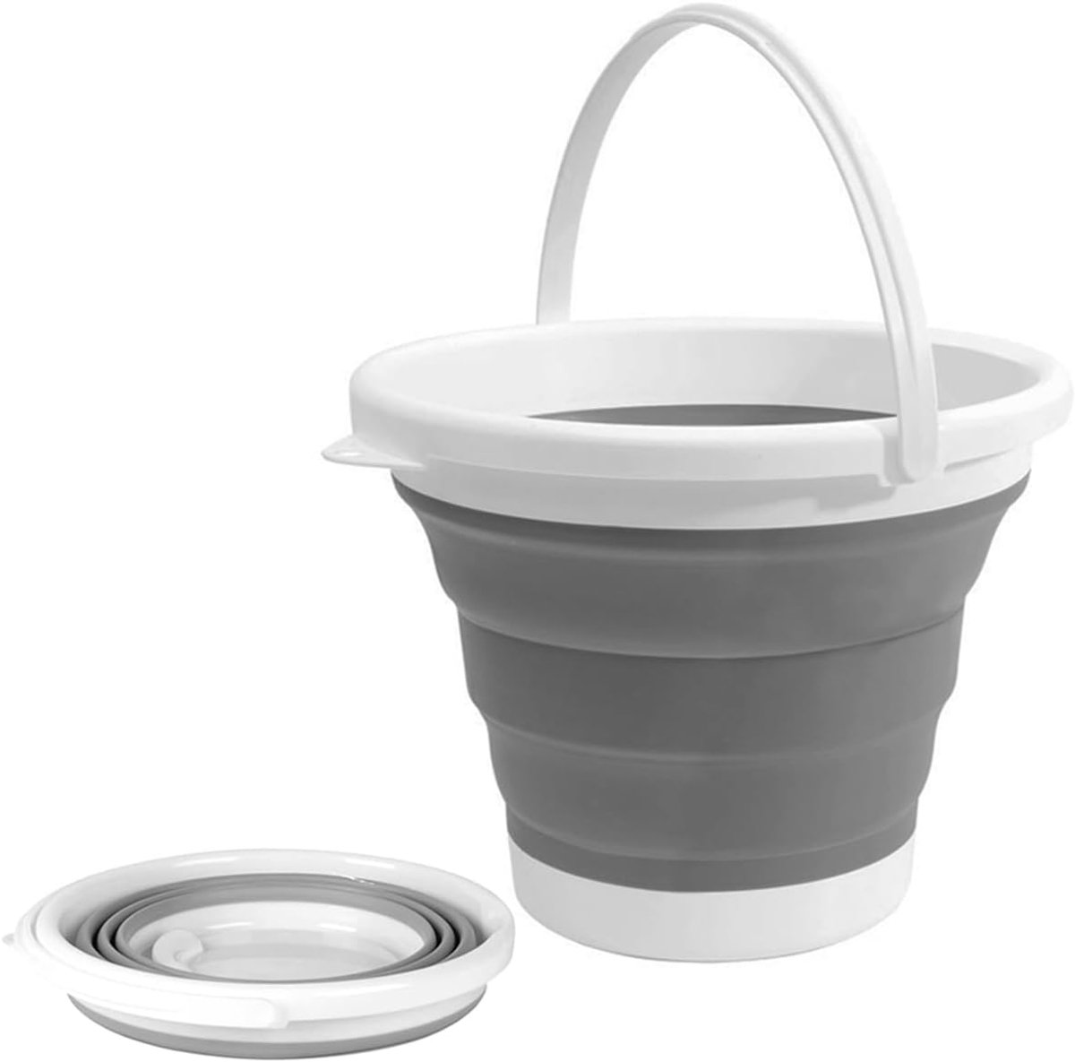 Thijox - Opvouwbare Emmer 5L - Lichtgewicht Wateremmer van PP+TPR - Grijs - Ideaal voor Camping, Vissen, Autowas en Outdoor Activiteiten