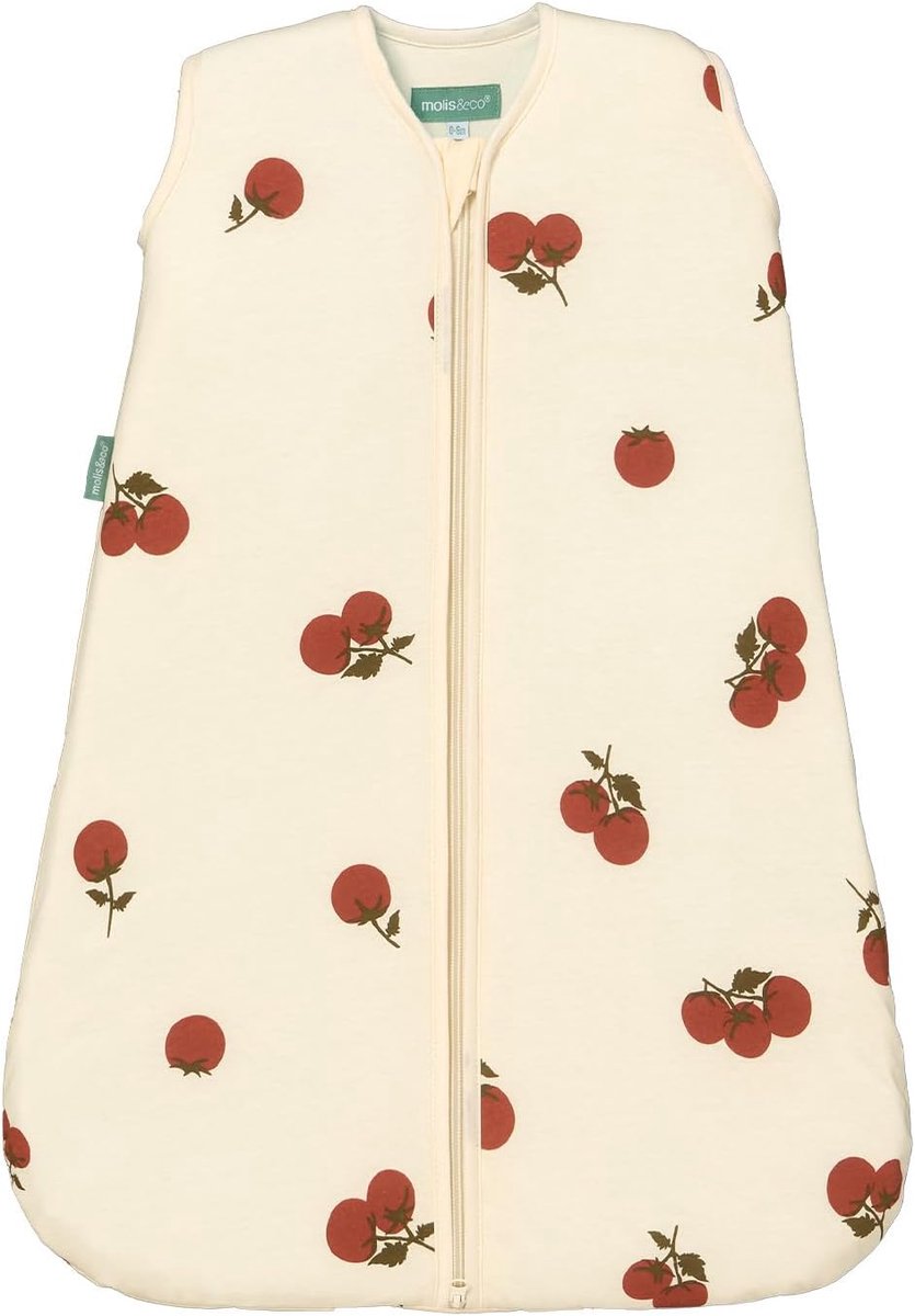 Thijox - Babyslaapzak zonder mouwen, TOG 1 voor jongens en meisjes (6-18 maanden), 100% katoen, uniseks, tomatenprint, ideaal voor lente en herfst