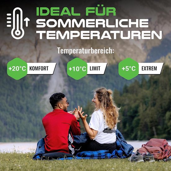 SnelShoppen - XXL Dubbele Zomerslaapzak voor 2 Personen (210 x 150 cm), Lichtgewicht Dekenslaapzak met 2 Hoofdkussens, Ideaal voor Camping, Outdoor en — afbeelding 4