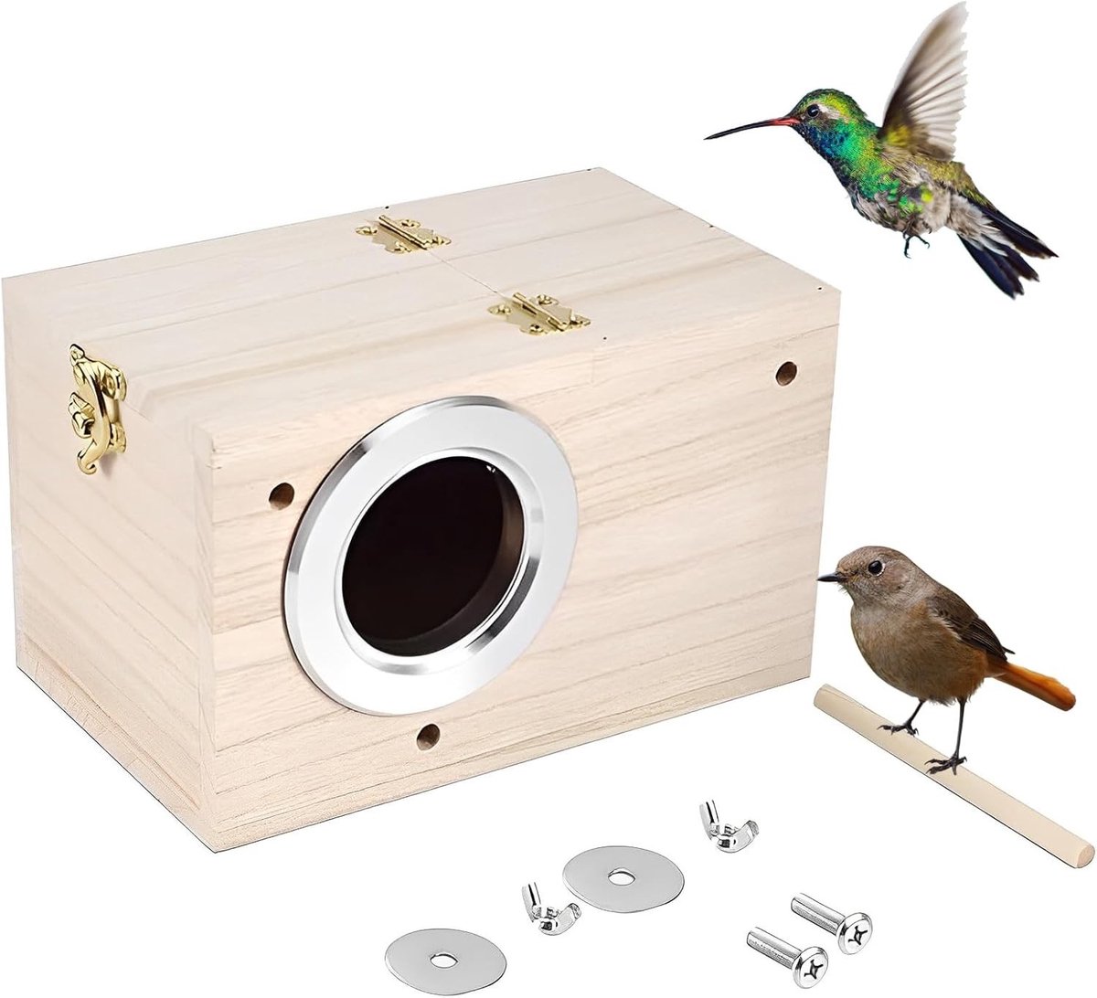 Stevige houten broedbox voor vogels, ideaal voor papegaaien en parkieten, nestkast voor liefdevolle vogels, duurzame vogelhuisje en broedomgeving