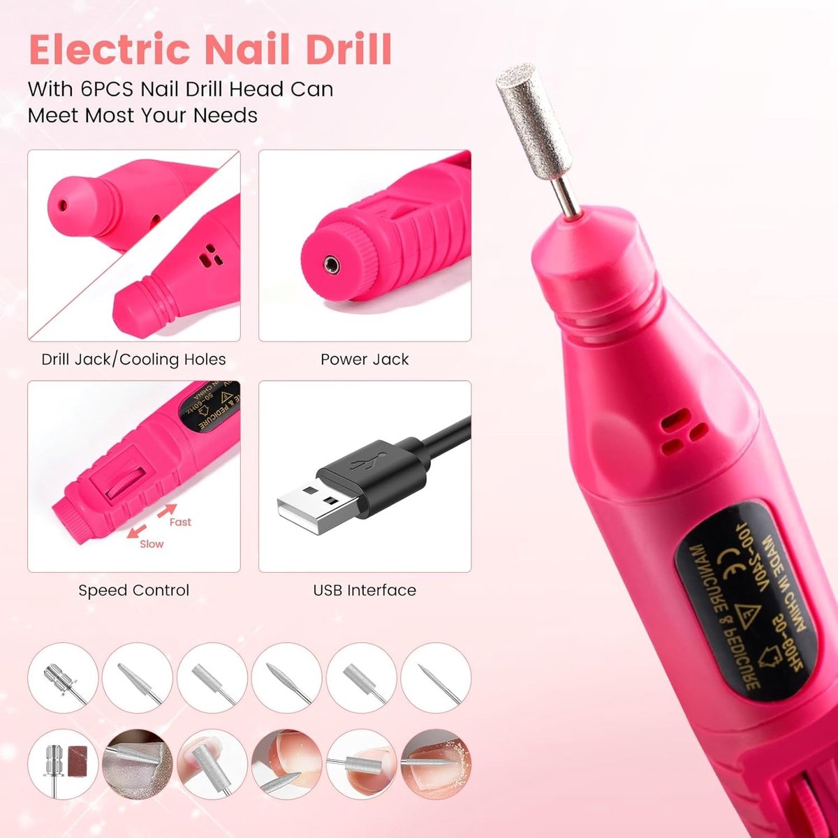 Acryl Nagelset voor Oefening: Compleet Manicure Set met UV Lamp, Elektrische Nagelboor en Valse Nageltips in Zilveren Cadeauzak thumbnail 4
