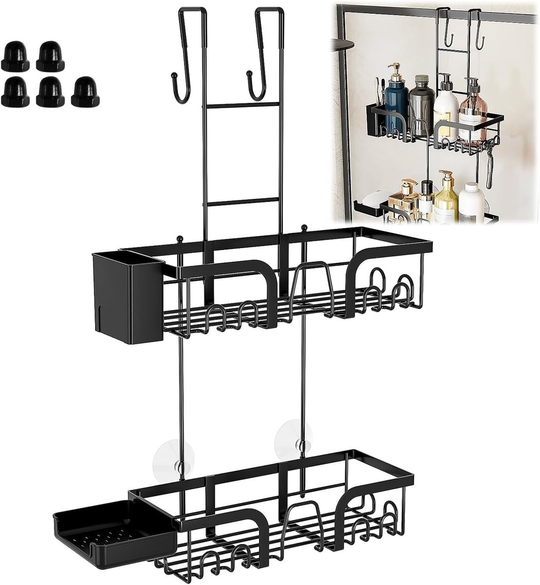 Hanging Shower Shelf zonder Boren, Ideaal voor Shampoo, Douchegel en Schoonheidsproducten, Ruimtebesparend en Stijlvol Design