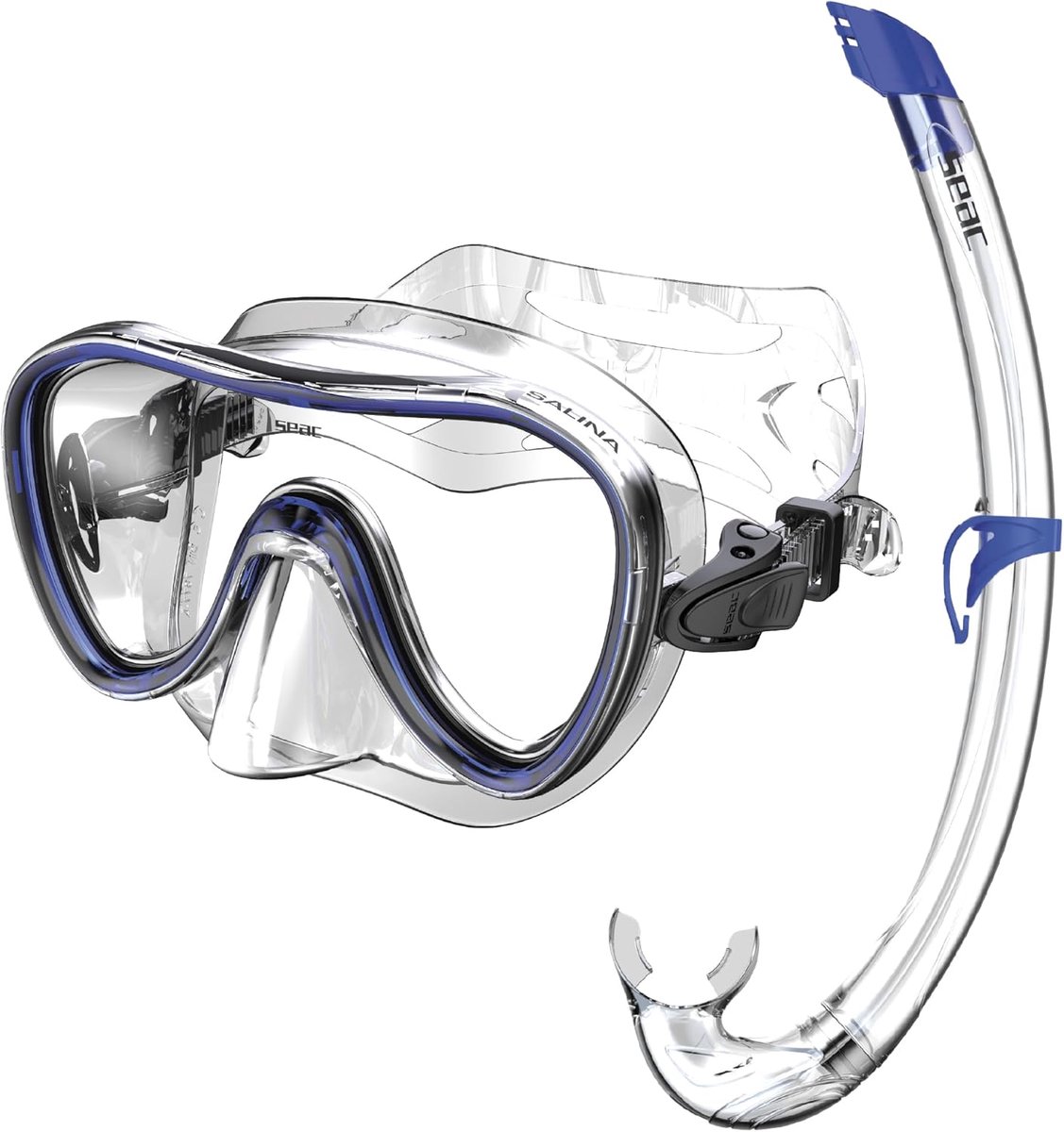 Thijox - Snorkelset voor Volwassenen en Kinderen - SEAC Set Bis Salina Top met Snorkel en Masker - Siliconen Snorkel voor Onderwateravonturen - Duiken