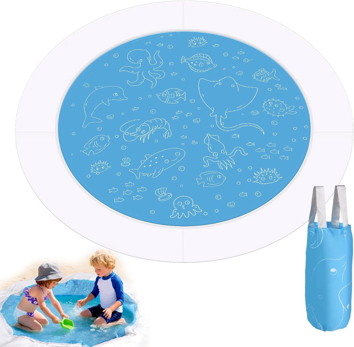 Baby zwembad 190x190cm - waterdicht polyester - met wateremmer - ideaal voor kinderen - ShopVlot