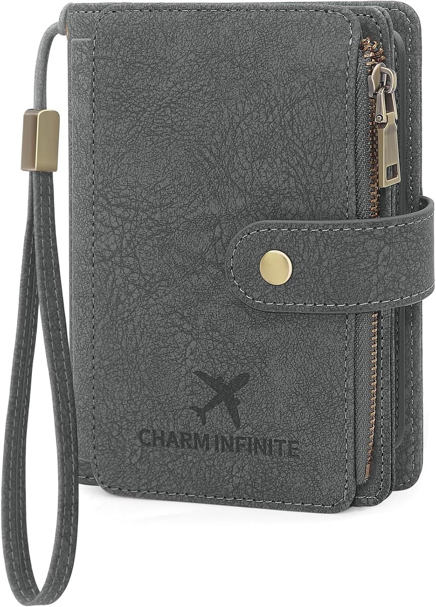 Thijox - Paspoorthoes met RFID-blokkering - PU-leer Reisorganizer - Grijs - 14.5x10.5x2.5 cm - Modern Paspoorthouder voor Dames en Heren - Familie Rei