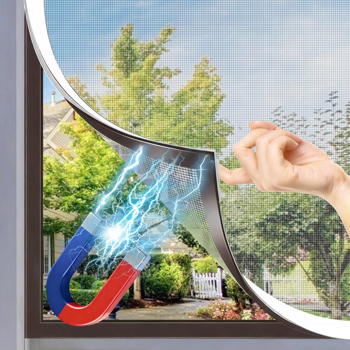 Thijox - Magnetische Vliegenhor voor Ramen 110x120 cm - Professionele Klikbevestiging - Insectenbescherming Zonder Boren - Ideaal voor Dakramen en Hui