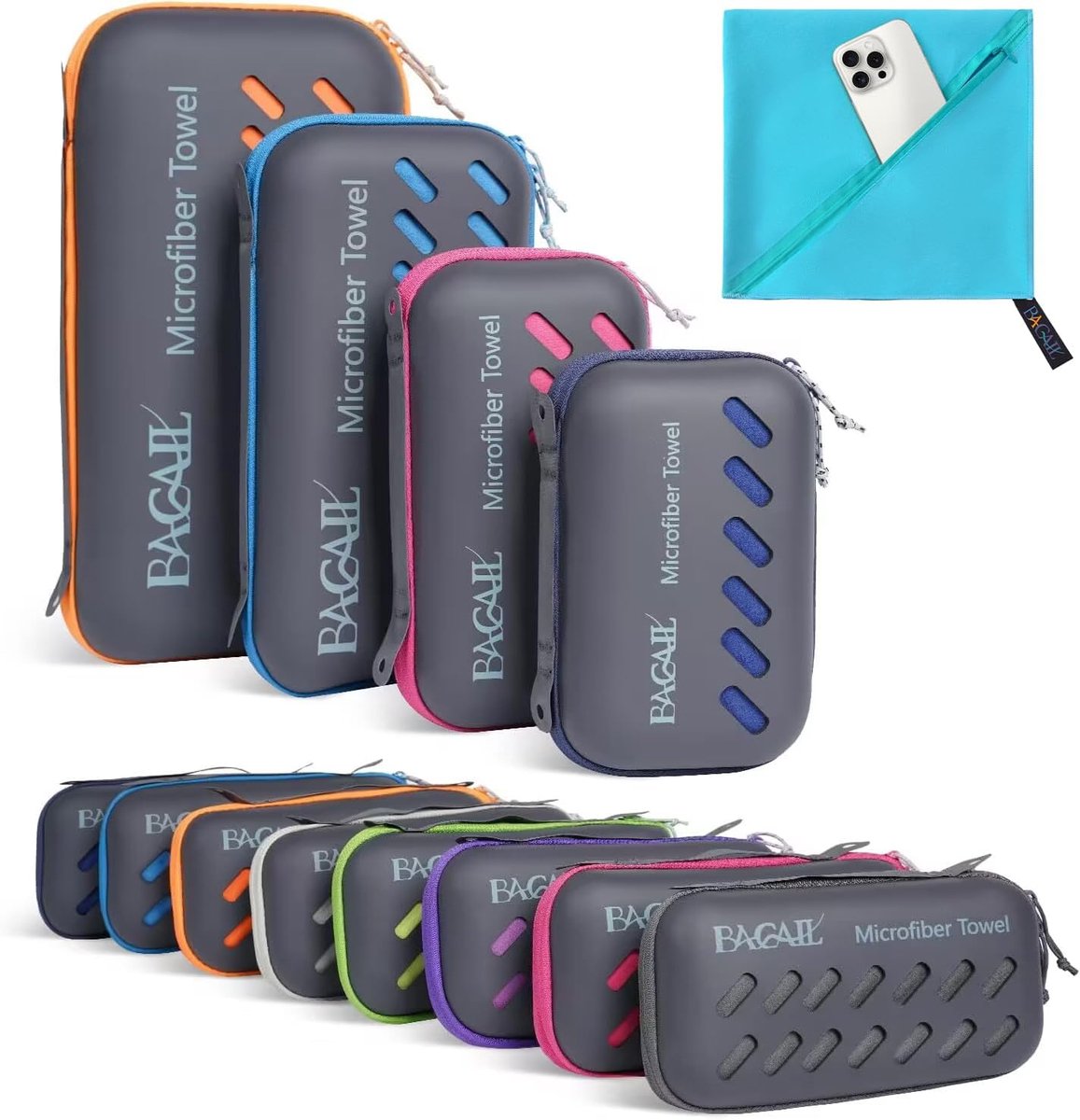 Thijox - Microvezel Reishanddoek voor Camping, Zwemmen, Strand en Sport - Sneldrogend, Super Absorberend, Ultra Compact - Ideaal voor Gym, Yoga, Backp