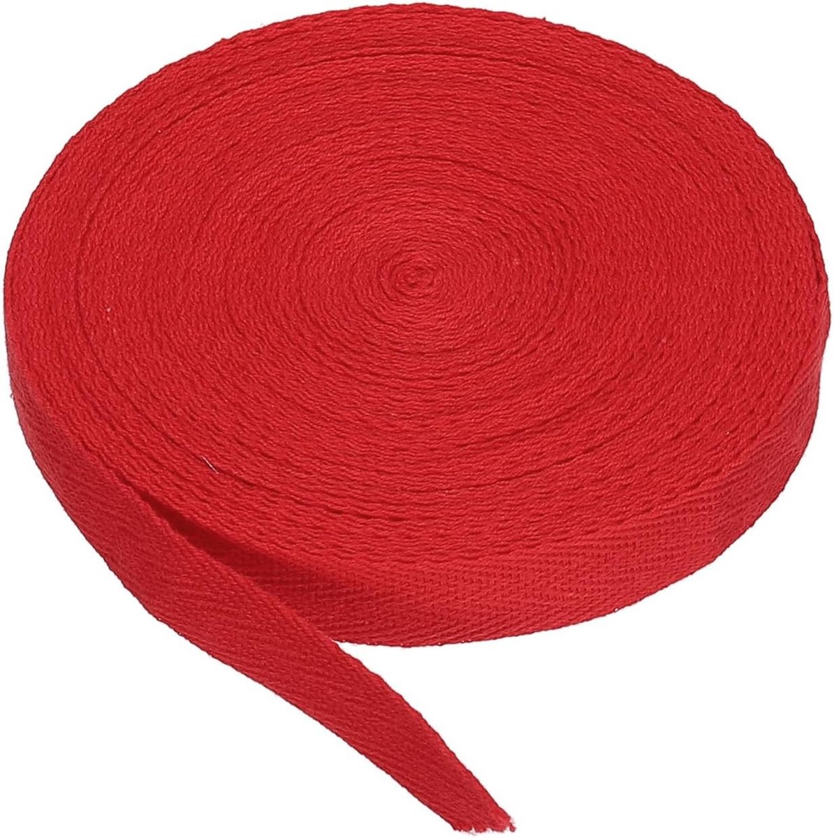 Katoenen Twill Tape 15 mm x 9 m in Herringbone Patroon voor Naaien, Verpakken en Creatieve Projecten - Rood