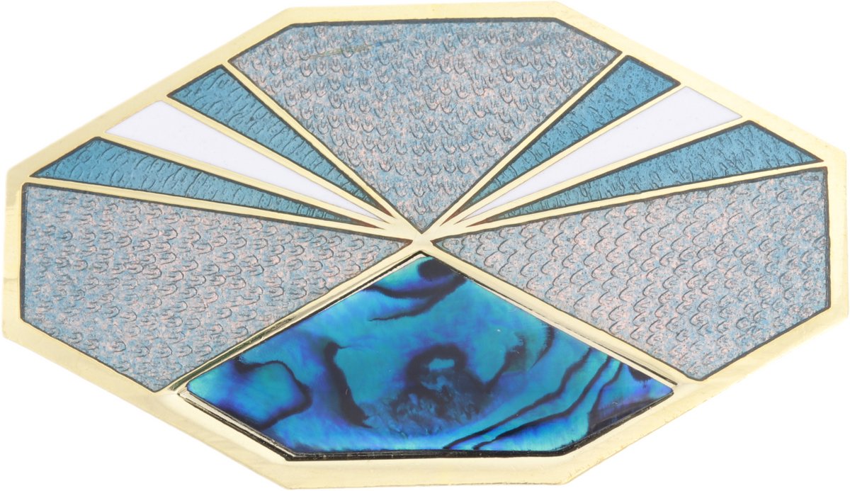 Behave® Dames Broche Blauw Turquoise Emaille | Vintage Statement Sieraad met Goudkleurige Afwerking