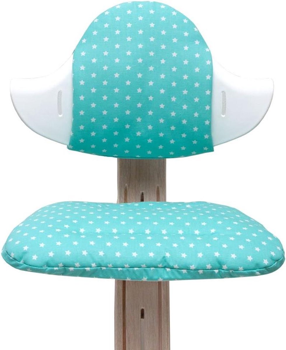 Kinderstoel zitkussen - Stoelverhoger kussen - Comfortabel zitten - Handgemaakt in Hamburg - Machinewasbaar - Turquoise ster