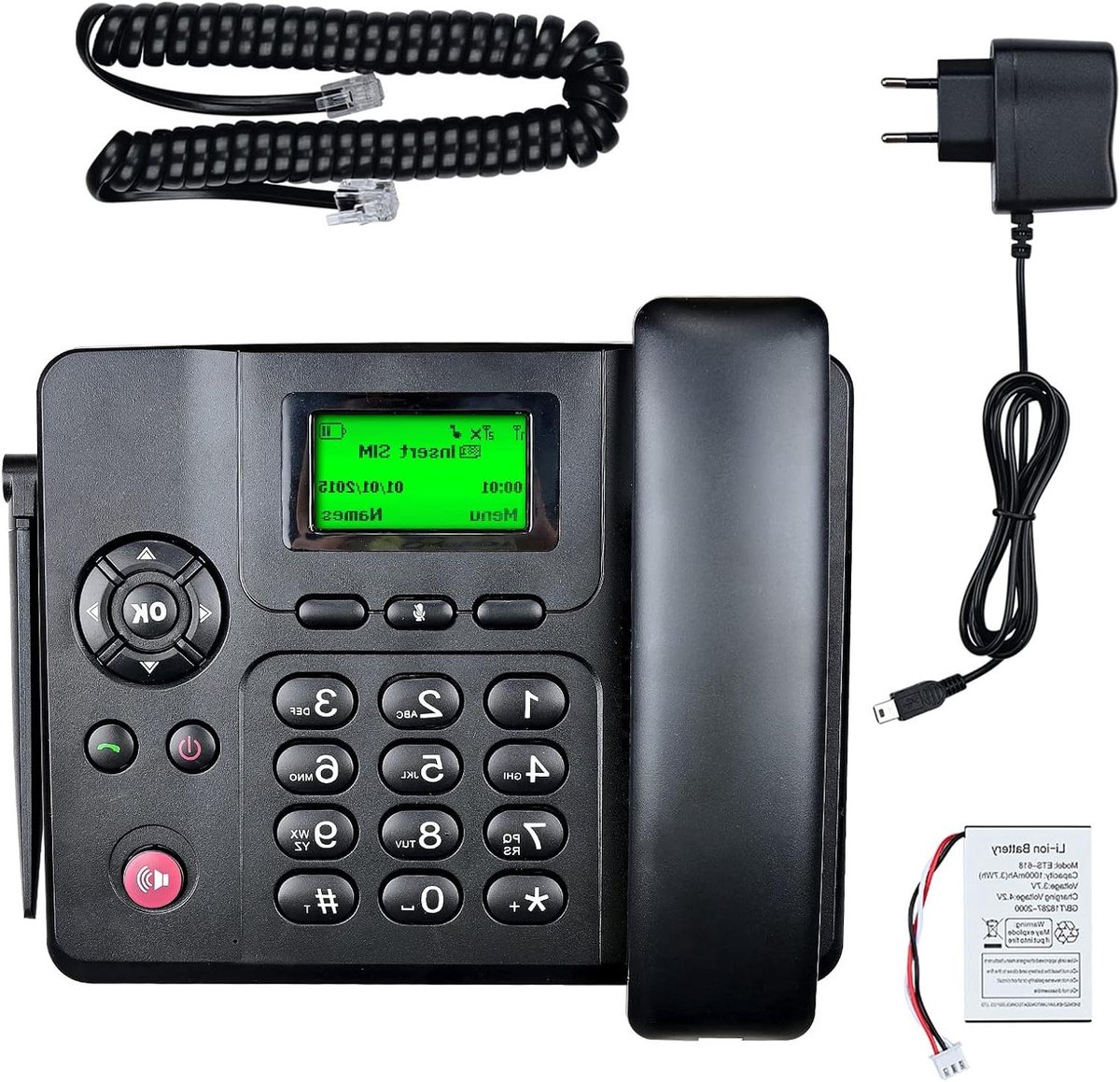 Draadloze Desk Telefoon - Bureautelefoon Dubbele Sim - Contact Houden - Grote Verlichte Knoppen