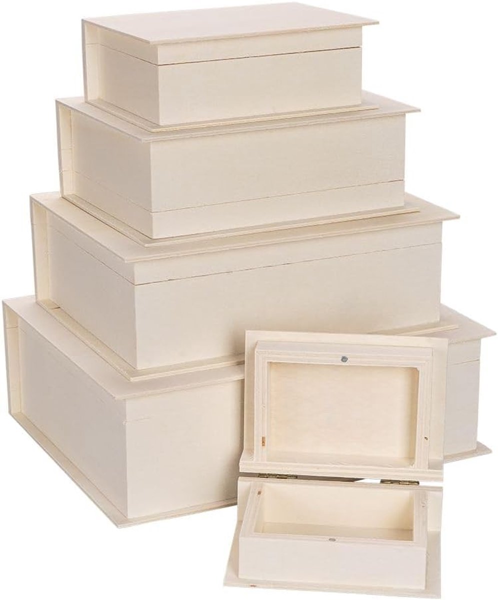 opbergboeken decoratie - Houten Opbergdozen - Populieren Multiplex - Decoratieve Metaalsluiting - Diverse Maten - Voor Creatieve Projecten