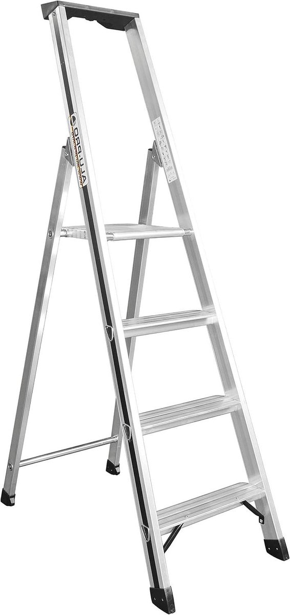 Tralie Ladder - Opstapladder - Klusjes Thuis - Gemaakt in Duitsland - 5 Treden - Aluminium
