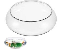 Glazen bloemenvaas - Ronde pot - Planten decoreren - Brede opening - 24 cm diameter - Helder