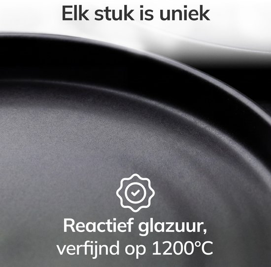 Pure Living Manhattan Serviesset - Mat Zwart - 24-Delig - Voor 6 Personen - Krasvast Aardewerk - Magnetron & Vaatwasserbestendig — afbeelding 4