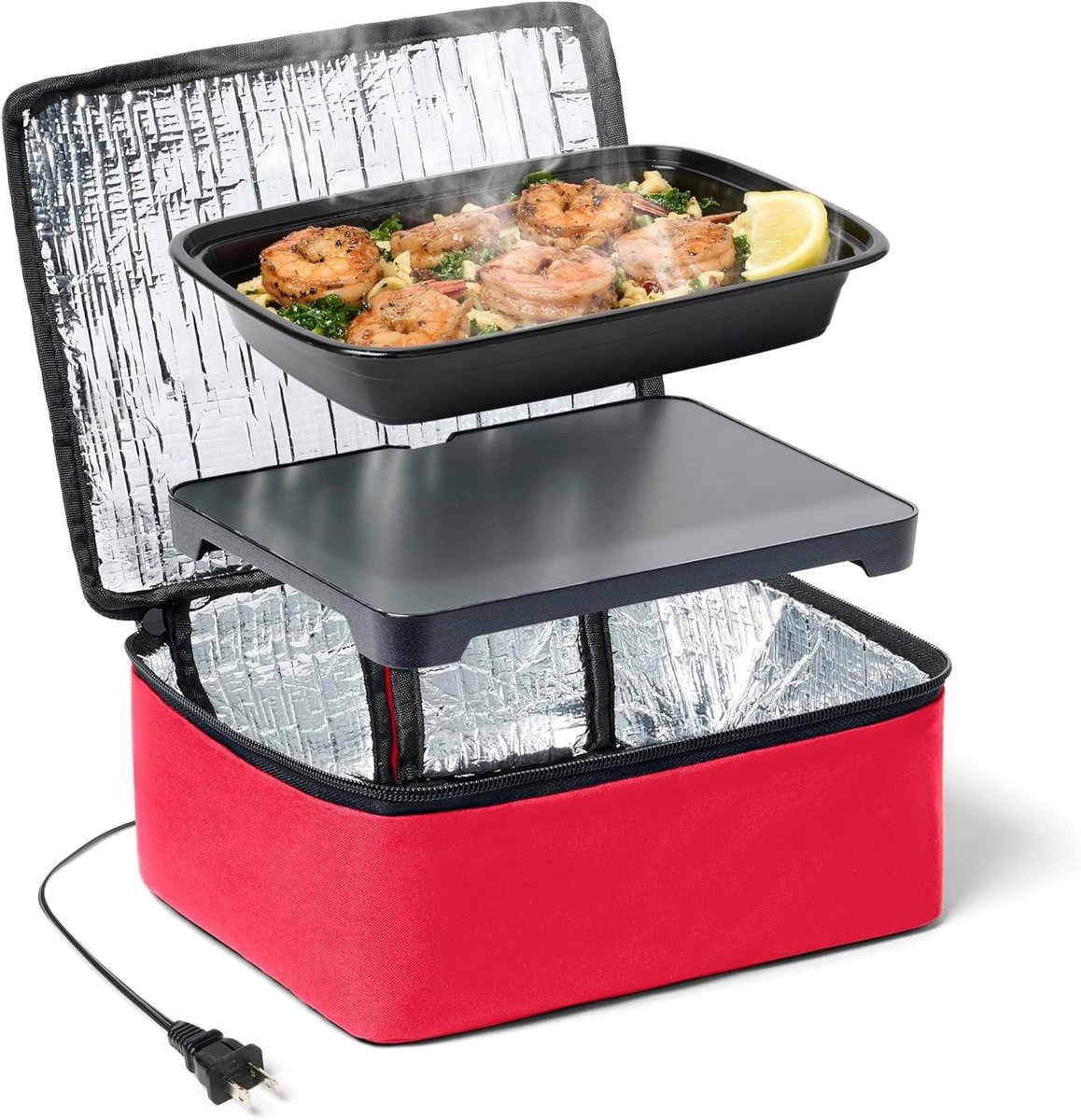 Verwarmende Lunchtas - Draagbare Oven - Warme Maaltijden Onderweg - Zelfregulerende Temperatuur - 1.5 Liter Capaciteit - Rood