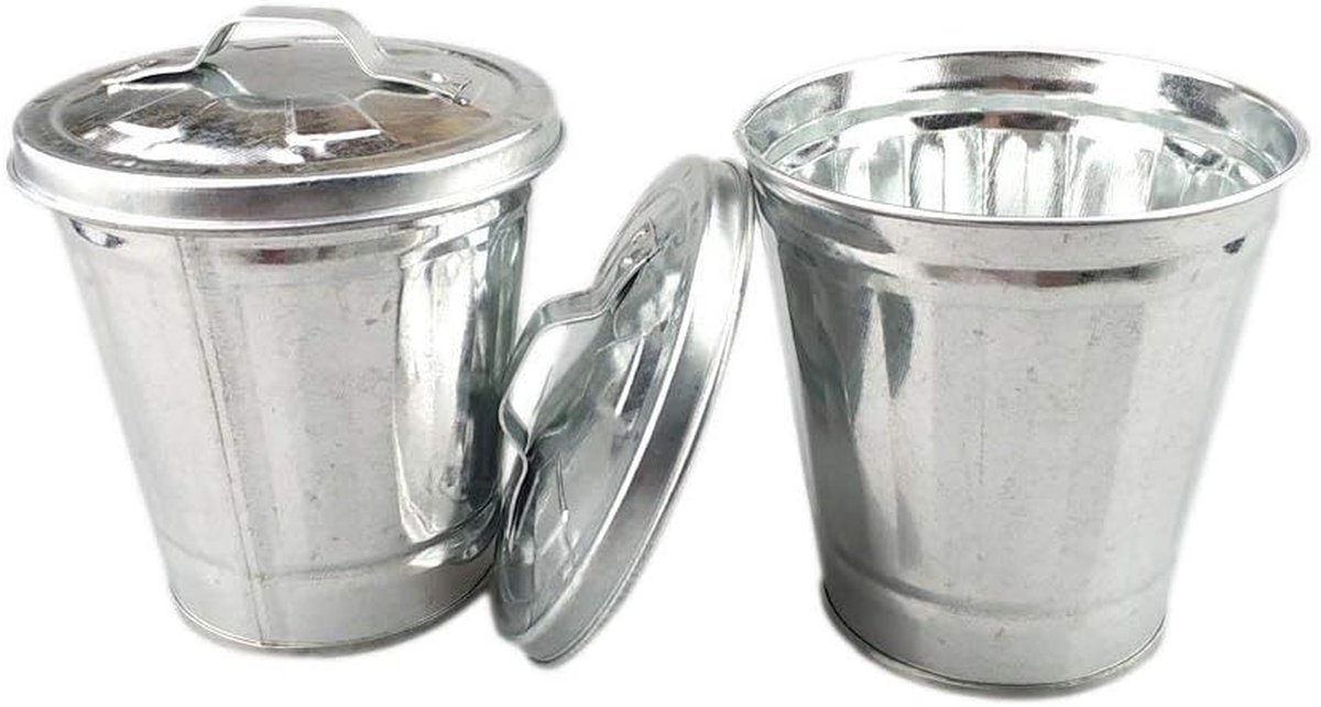 Mini Prullenbakjes - Opbergbekers - Bureau Organisatie - Set van 2 - 10 cm Hoog - Zilver