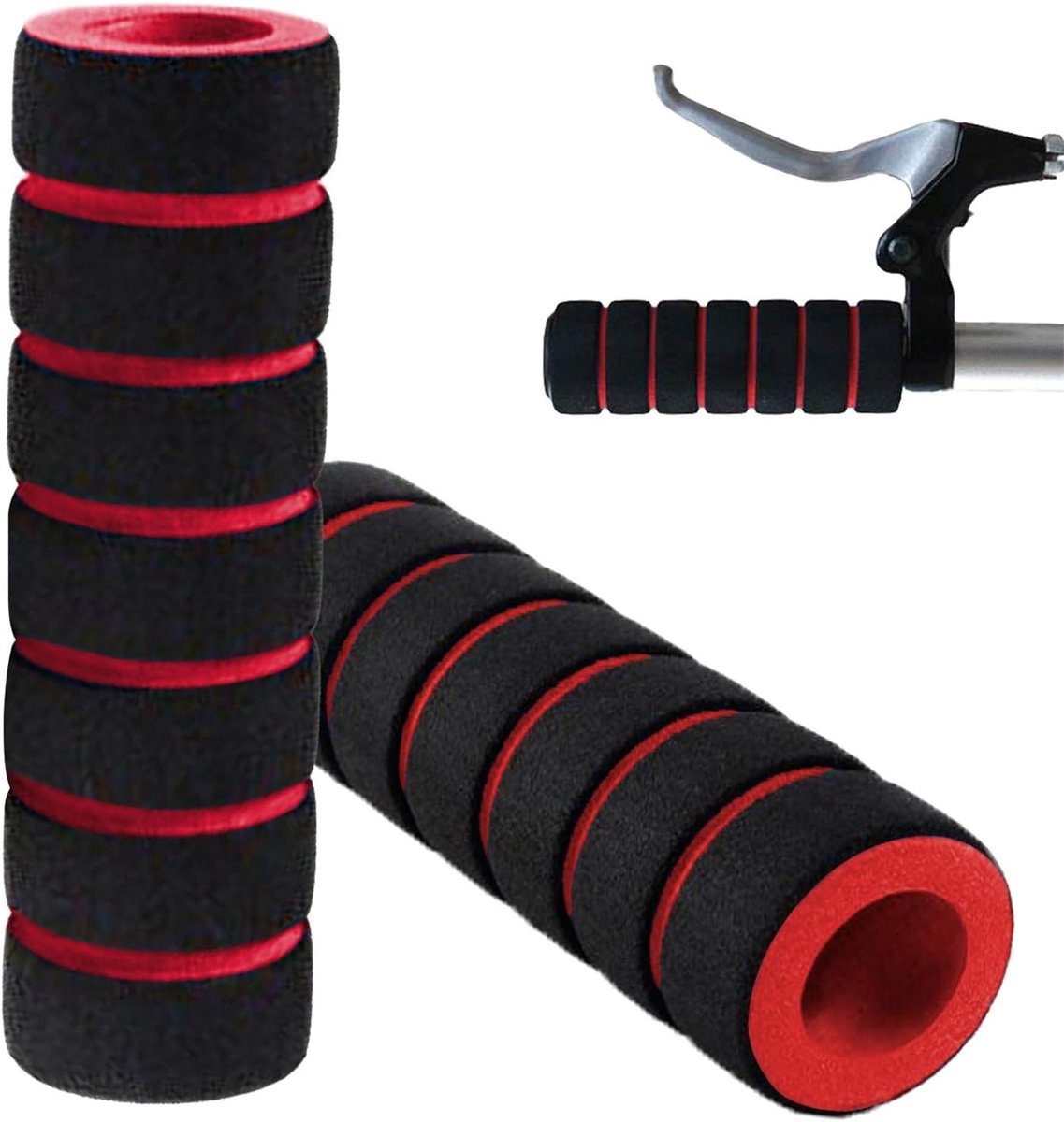 Fiets Stuurgrepen - Ergonomische Grepen - Comfortabel Fietsen - Goede Schokdemping - 108 cm Lengte - Rood