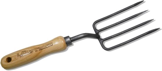 Stevige bloemensteker met 4 ronde tanden en essenhouten steel (14 cm) van Merkloos	 — afbeelding 2