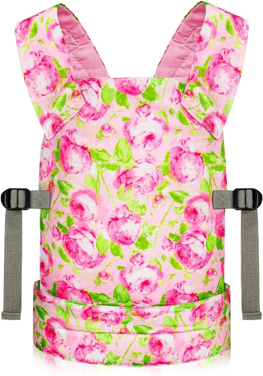 Poppendrager - Draagtas Speelgoed - Poppen Vervoeren - Verstelbare Banden - 35-45 cm Poppen - Roze Groen