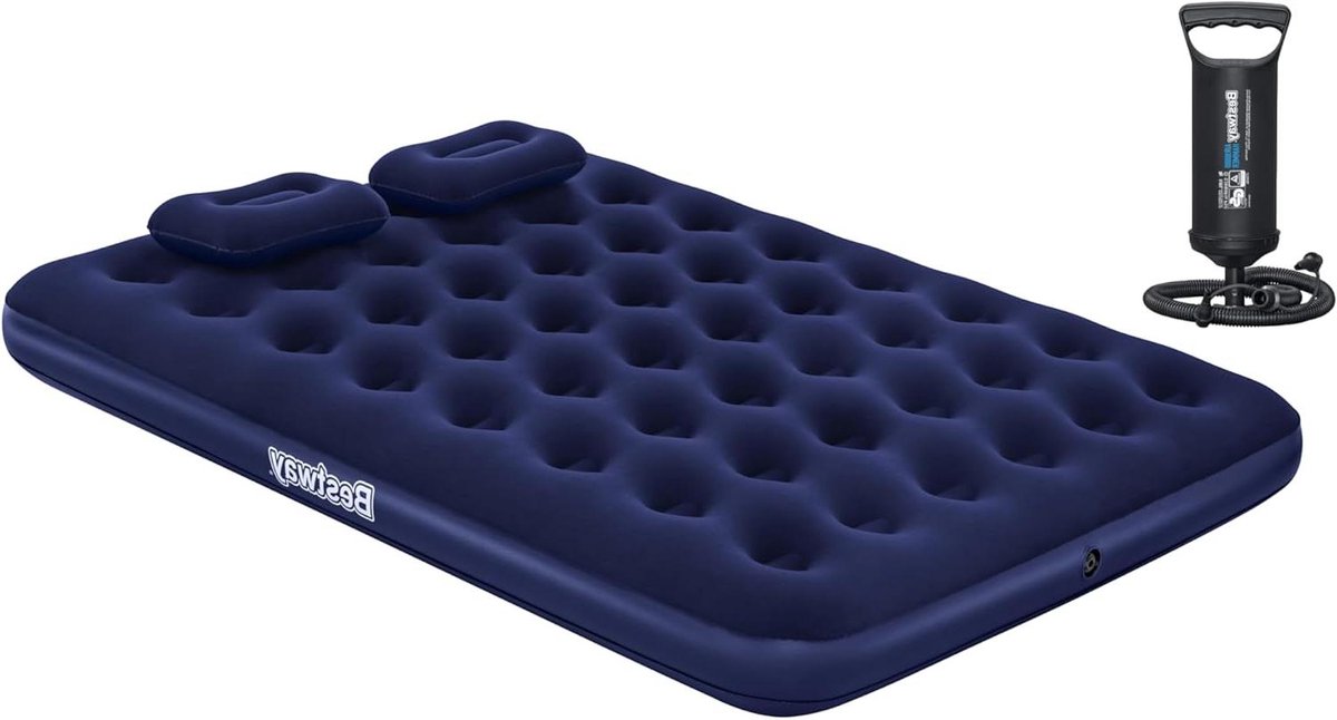 Luchtbed - Kampeerbed - Buiten slapen - Compleet met pomp - 203x152 cm - Blauw