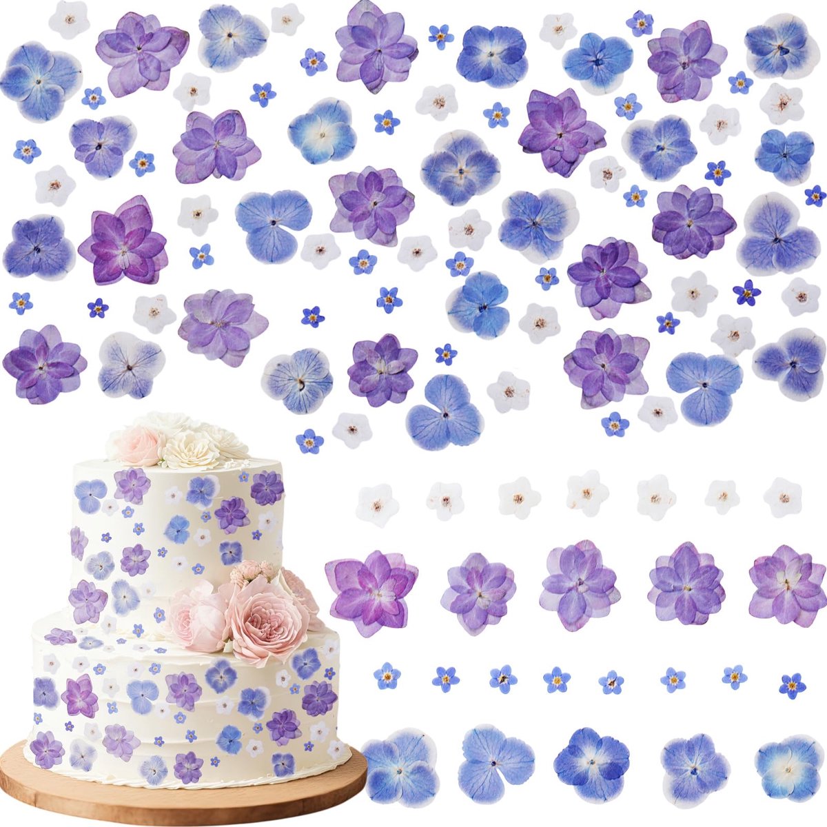Gedroogde,Gepreste,Eetbare Bloemen voor Taartdecoratie – Mix van Driekleurige Viooltjes voor Cocktails,DIY-ambachten