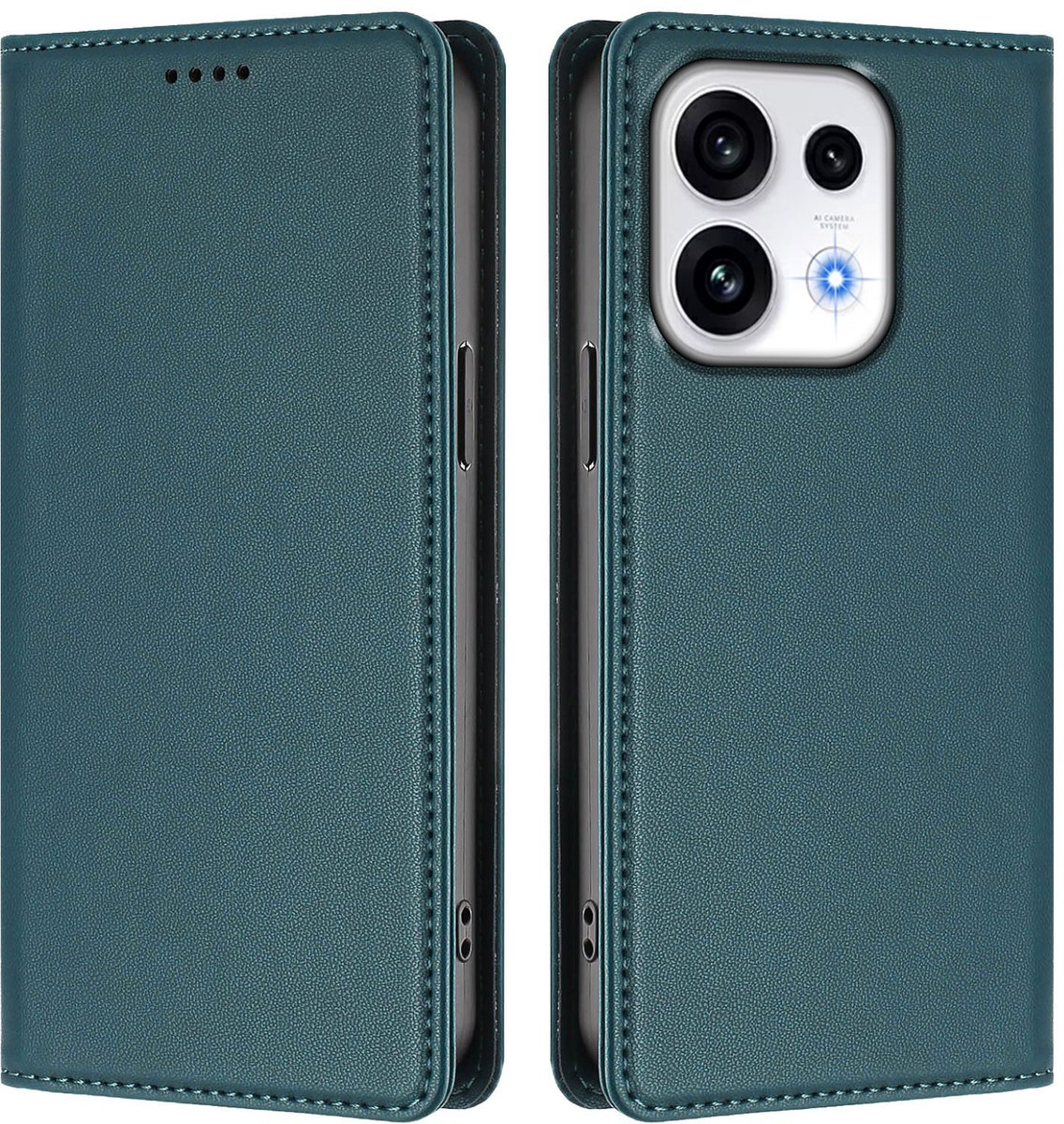 Coverup Hoesje - Geschikt voor OPPO Reno16 / Reno16 Pro Hoesje - Coverup Classic Book Case - Groen