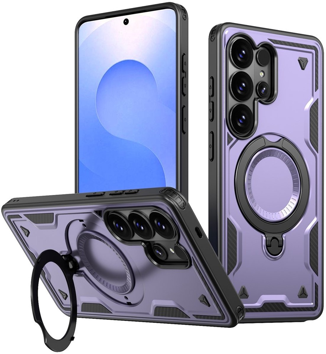 Coverup Hoesje - Geschikt voor Samsung Galaxy S26 Ultra Hoesje - Coverup Armor Back Cover met MagSafe Compatible Kickstand - Paars
