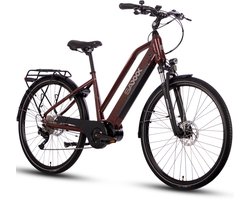 SAXXX High Performance 28 inch Trekking E-bike - 250W middenmotor - 95% Vooraf Geassembleerd - 522Wh grote accu - tot 100 km actieradius - 90Nm koppel - SHIMANO Deore versnelling - hydraulische schijfremmen - aluminium frame - bordeauxrood