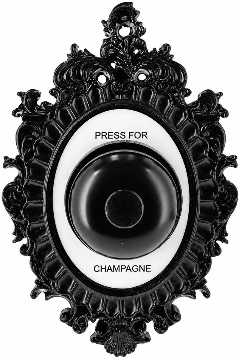 Cepewa Muurdecoratie bel - Press for Champagne - zwart - bruiloft cadeau - feestaccessoires/decoratie