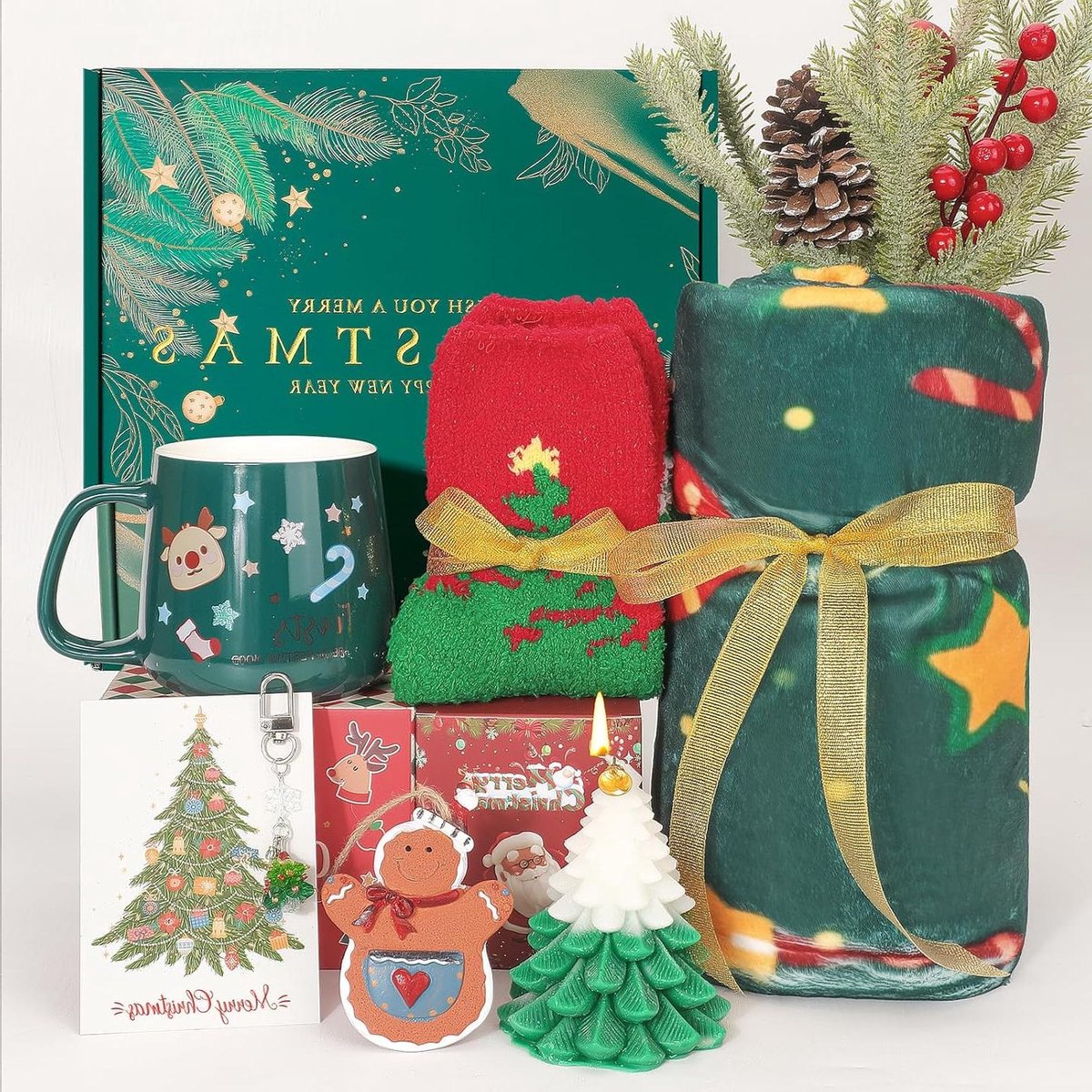 Kerstpakket Vrouwen - Feestdagen Set - Cadeau Geven - Compleet Luxe - 16 x 16 x 9 cm - Groen